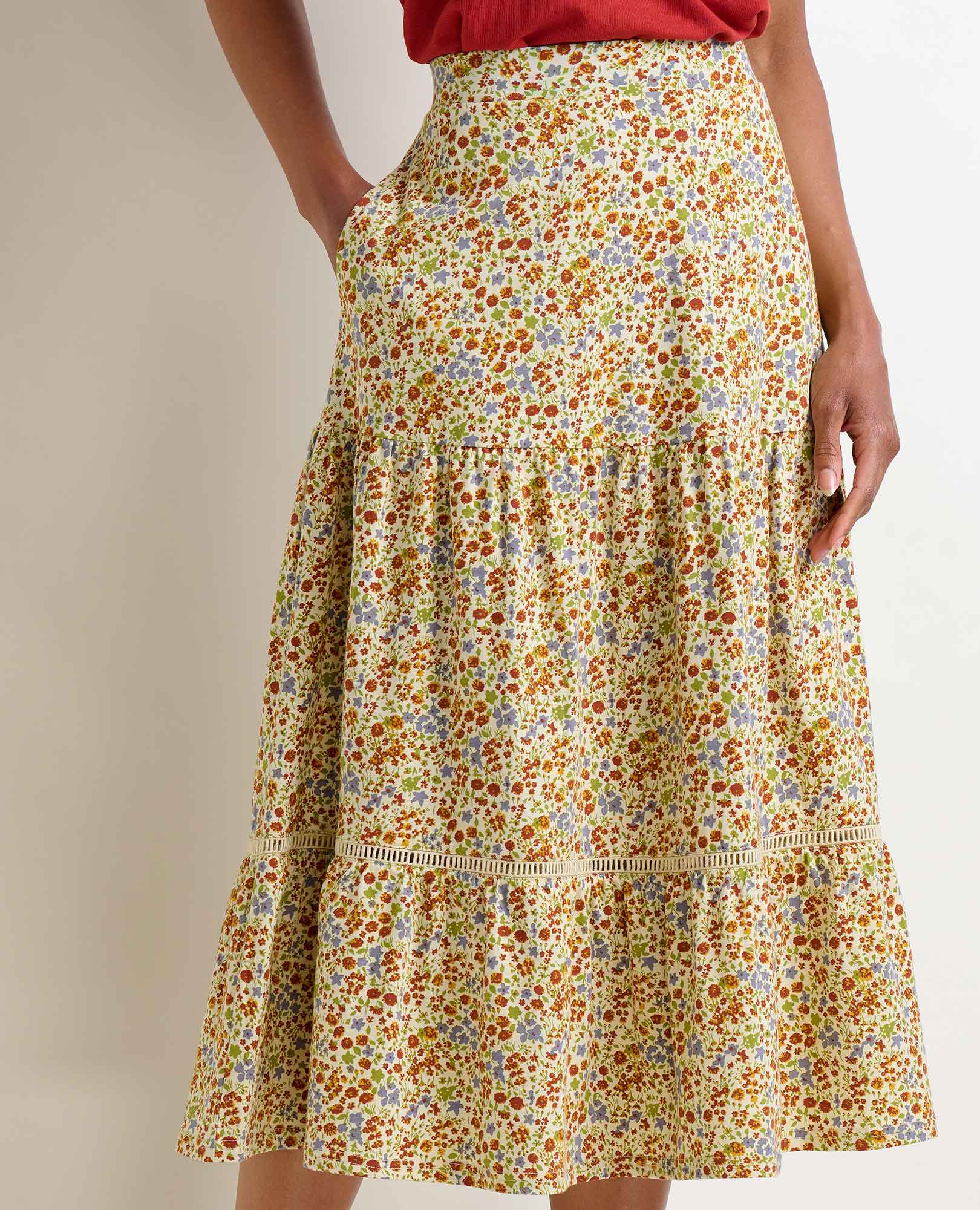 Marigold Tiered Midi Skirt - Image 4